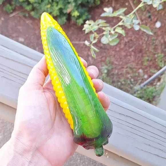 Vintage Murano Art Glass Corn On The Cob Handmade Hand Blown Artisan Farmhouse - Picture 4 of 5
